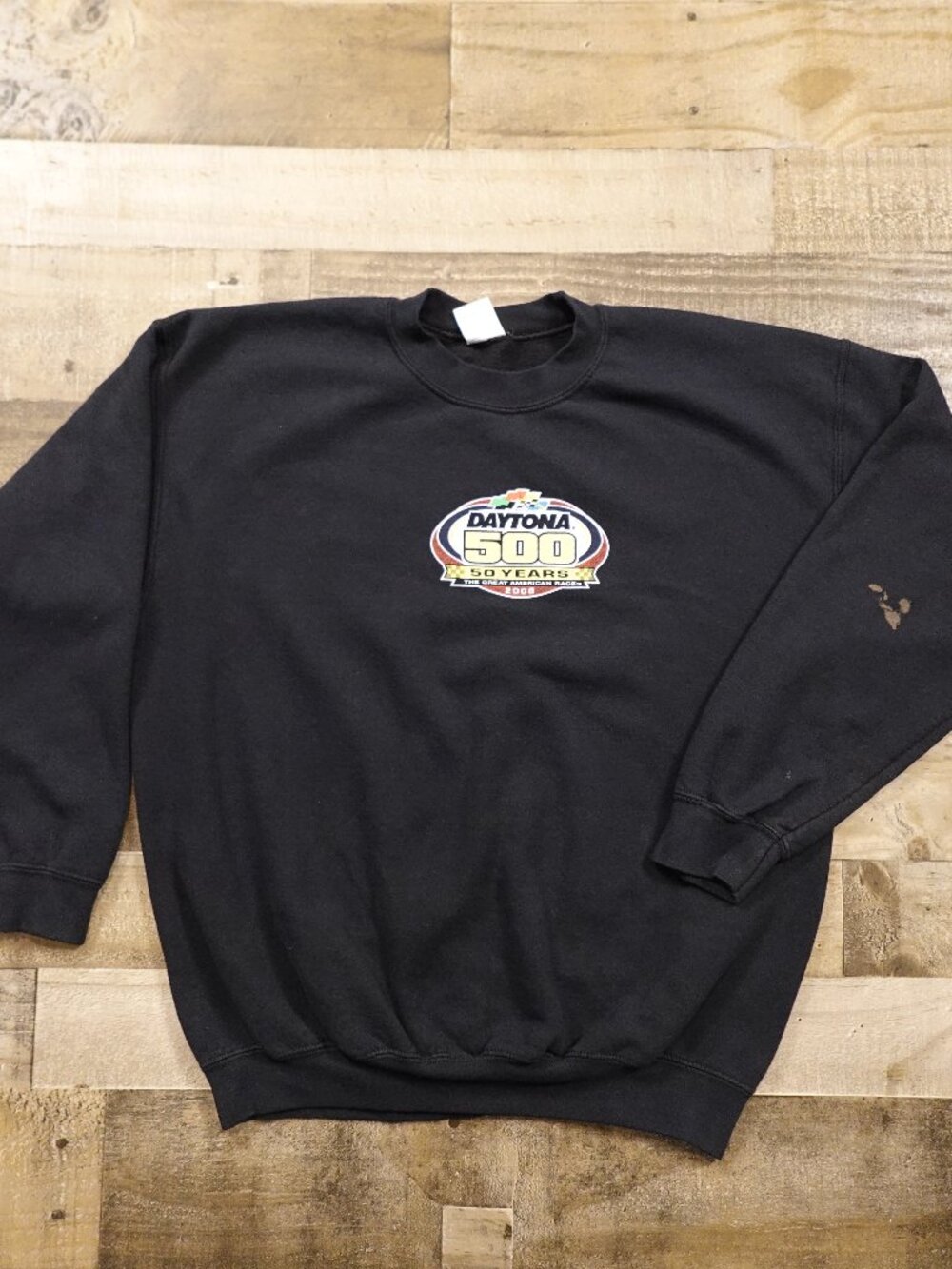 Daytona 500 50 Years NASCAR Sweatshirt Men’s Large‎ Black Racing 2008